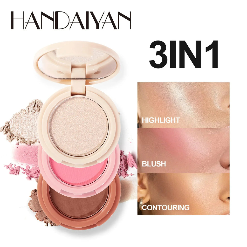 New 3 In 1 Matte Highlighter Contouring Blush Palette Pearly Shiny Eyeshadow Multifunctional Face Makeup Palette Female Cosmetic - AliExpress 66