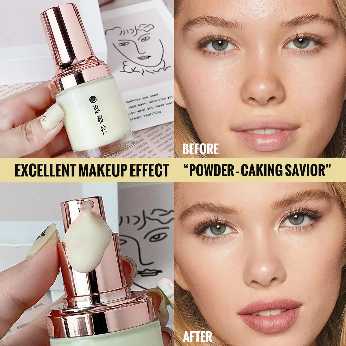 Long-Lasting Matte Finish Makeup Primer Cream - Oil Control Anti-Shine Beauty Skin Care for Smooth Flawless Foundation Applicati