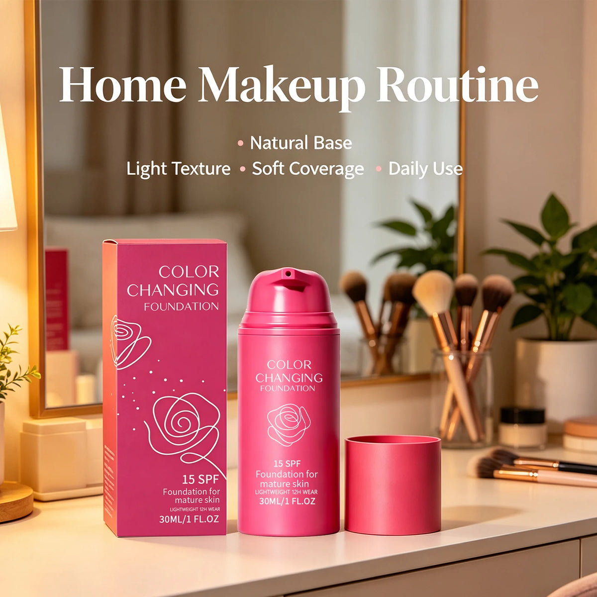 Color Changing Foundation Spf15 Moisturize Even Skin Tone Improve Skin Texture Enhance Smoothness Coverage Concealer Makeup Base
