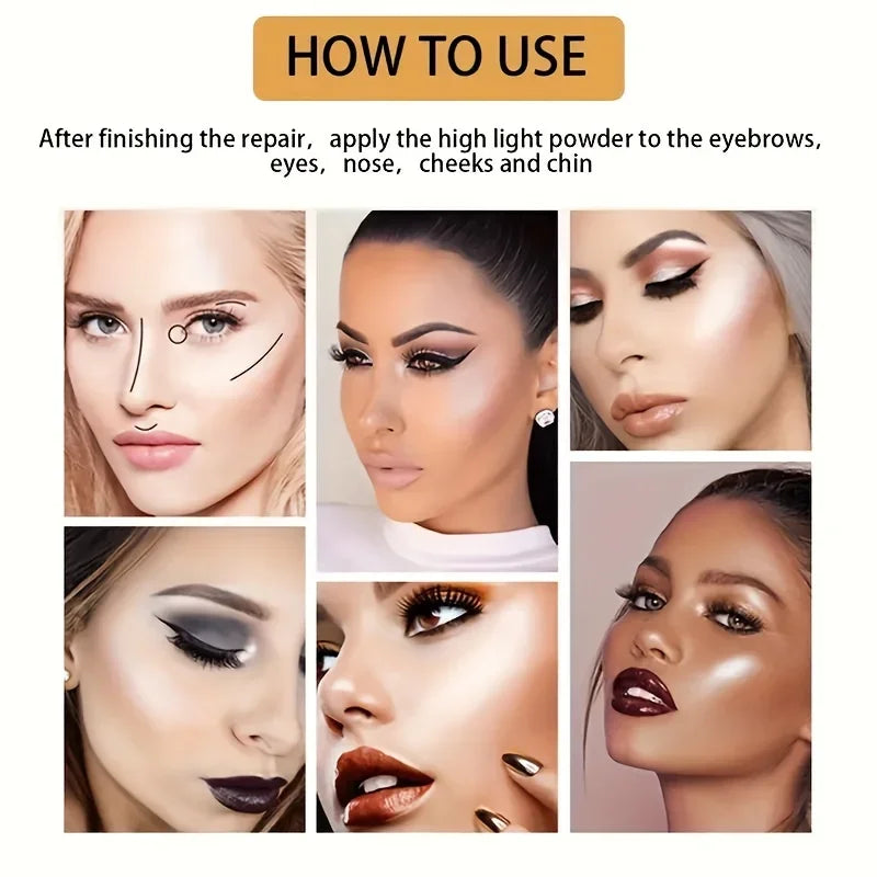 4-Color Highlighter Palette Pearl Shimmer Diamond Glow Waterproof Long-Lasting Makeup for Face & Eye Daily Party Holiday Use - AliExpress 66