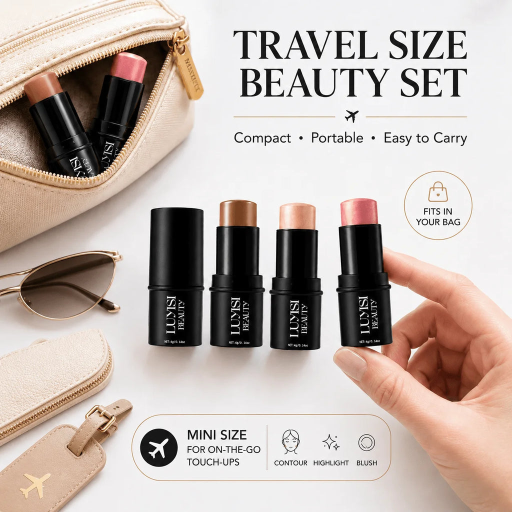 3Pcs Face Makeup Set:Contour&Blusher&Highlighter Stick,Creamy,Blendable Formula,Natural Dewy Glow Finish,Soft And Texture. - AliExpress 66