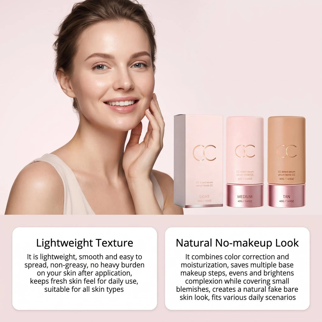 CC Tinted Serum Color Correcting Tinted Serum Self Adapt Skin Tone No Caking Natural Finish Coverage Foundation Serum