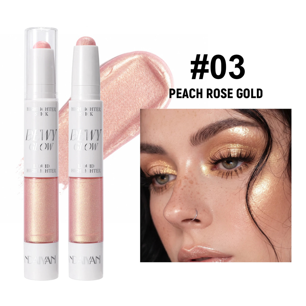 Dual-Ended Contour Highlighter Stick, Nose Shadow Face Sculpting Makeup, Waterproof Long Lasting Easy Blend