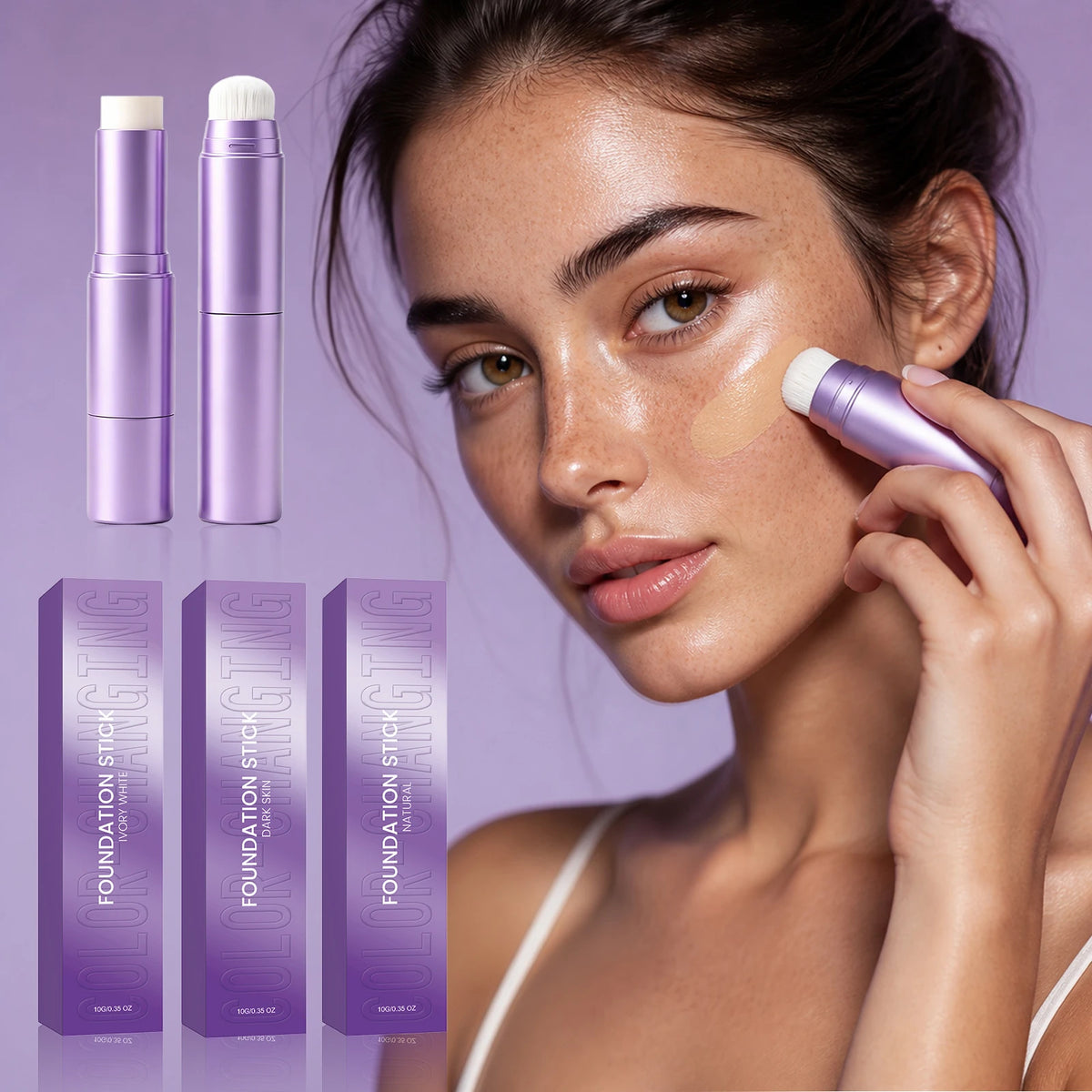 2-In-1dual Head Color Changing Foundation Stick Full Coverage Hydrating Lightweight Concealer Cream Stick For All Skin Types