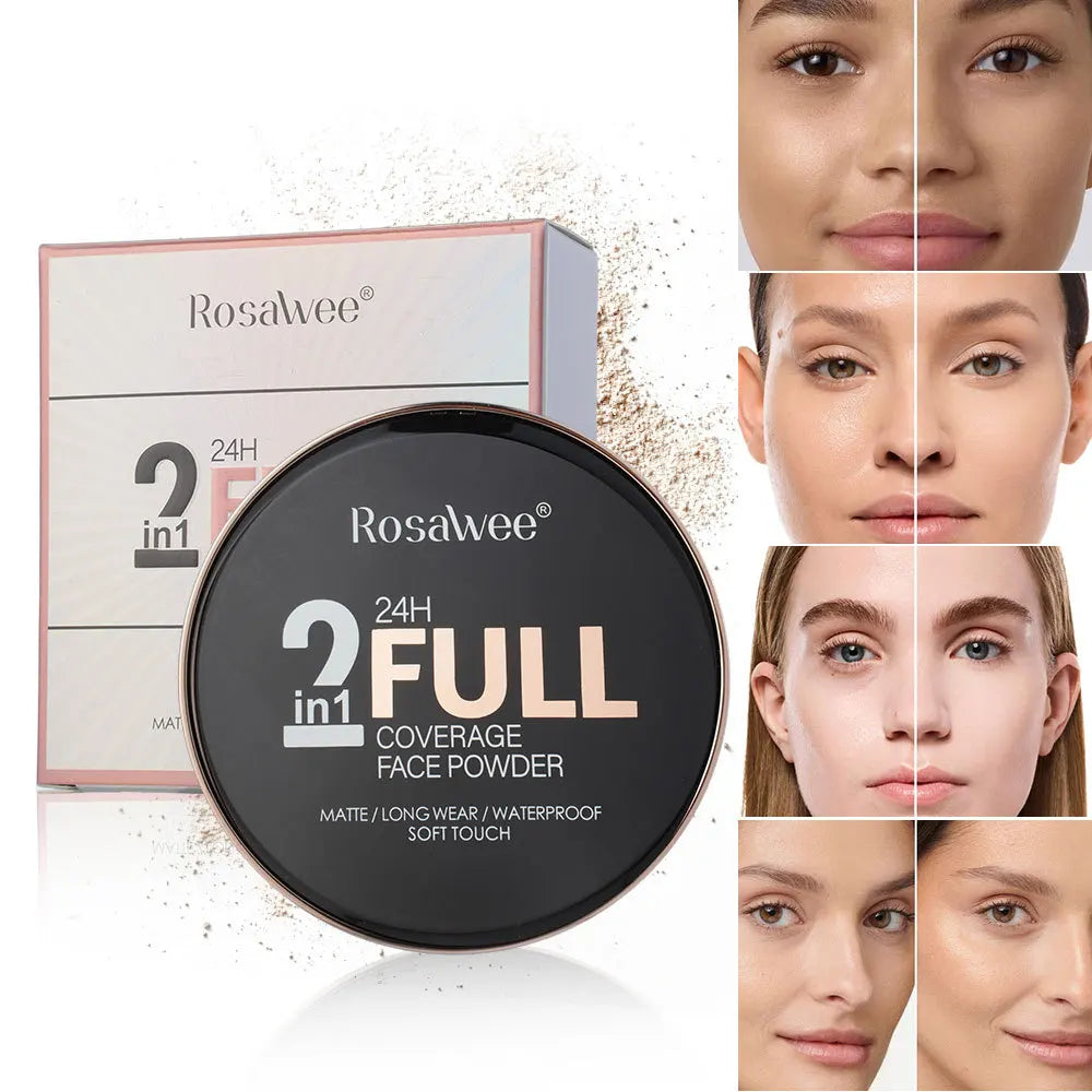 Double?layer Matte Face Powder Palette Sweat?proof Setting Powder Delicate Texture Natural Concealer Facial Makeup Cosmetics