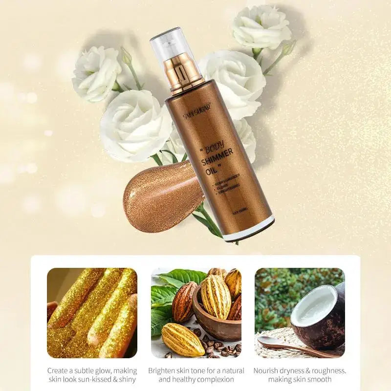 100ml Pearl Rose Gold Shimmer Oil Highlighter For Face Body Glow Bronzer Illuminator Liquid Makeup Shine Brightener - AliExpress 66