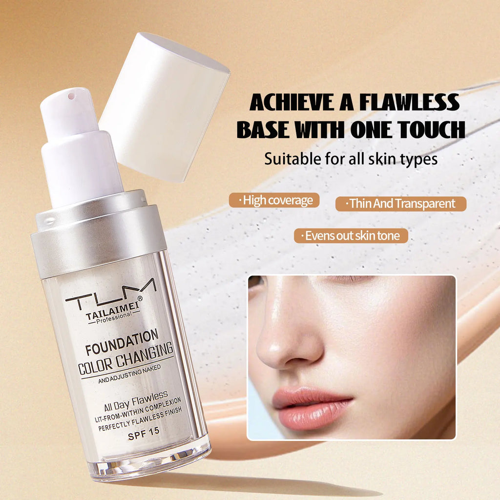 TLM Liquid Foundation Color Changing Concealer Waterproof Natural Brighten Skin Tone Face Cosmetics Makeup for Women & Men 30ml - AliExpress 66