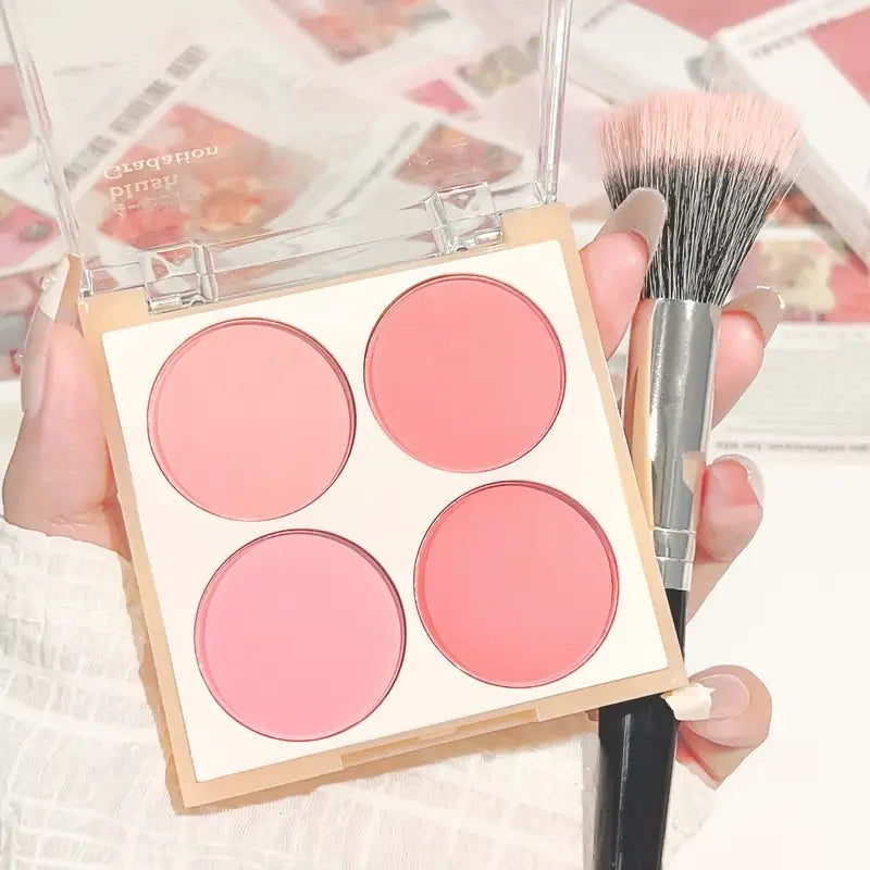 4-color matte blush palette - pinkish purple tones, waterproof, long-lasting natural nude makeup, perfect gift, Korean-style - AliExpress 66