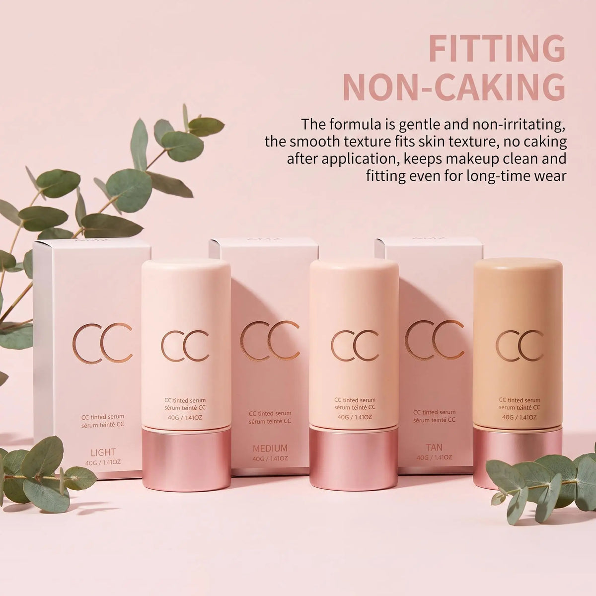 CC Tinted Serum Color Correcting Tinted Serum Self Adapt Skin Tone No Caking Natural Finish Coverage Foundation Serum