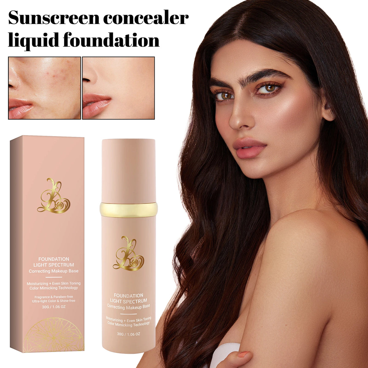 3-in-1 Smart Foundation 30g - Sunscreen, Concealer & Color Match, Light Spectrum Tech for Even Tone & UV Protection. - AliExpress 66