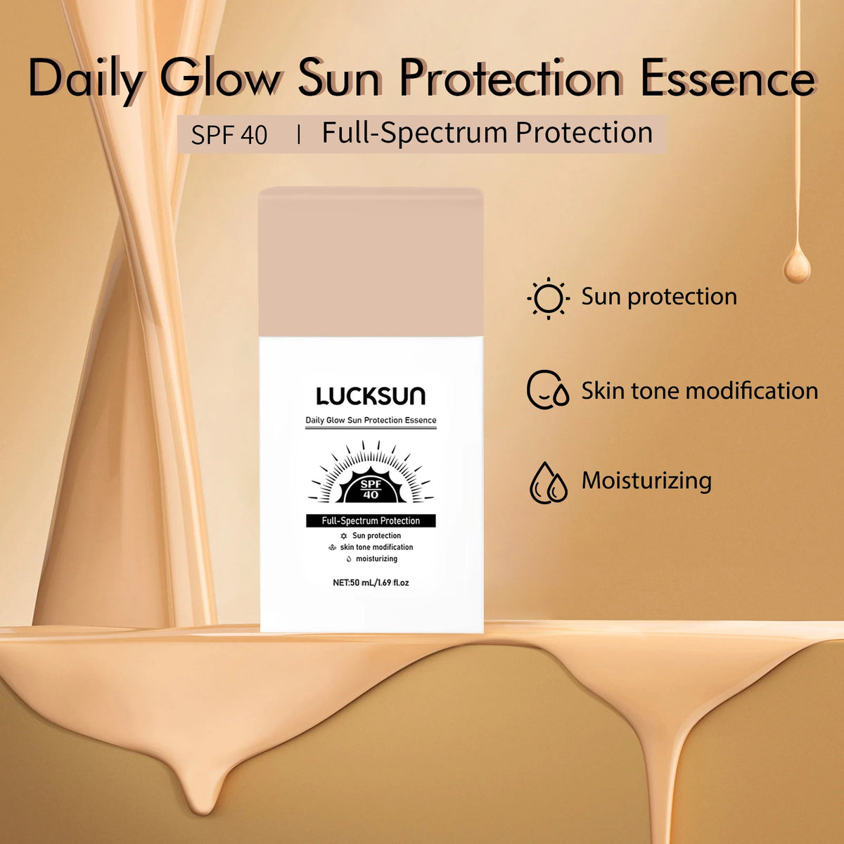 LUCKSUN Tinted Moisturizing Makeup Base Foundation 50ml Sunscreen Foundation SPF40 Makeup Base, 3 Shades Choices - AliExpress 66