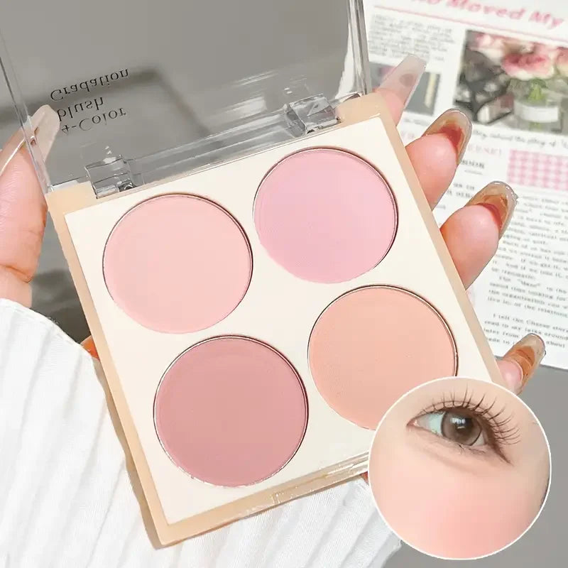 4-color matte blush palette - pinkish purple tones, waterproof, long-lasting natural nude makeup, perfect gift, Korean-style - AliExpress 66