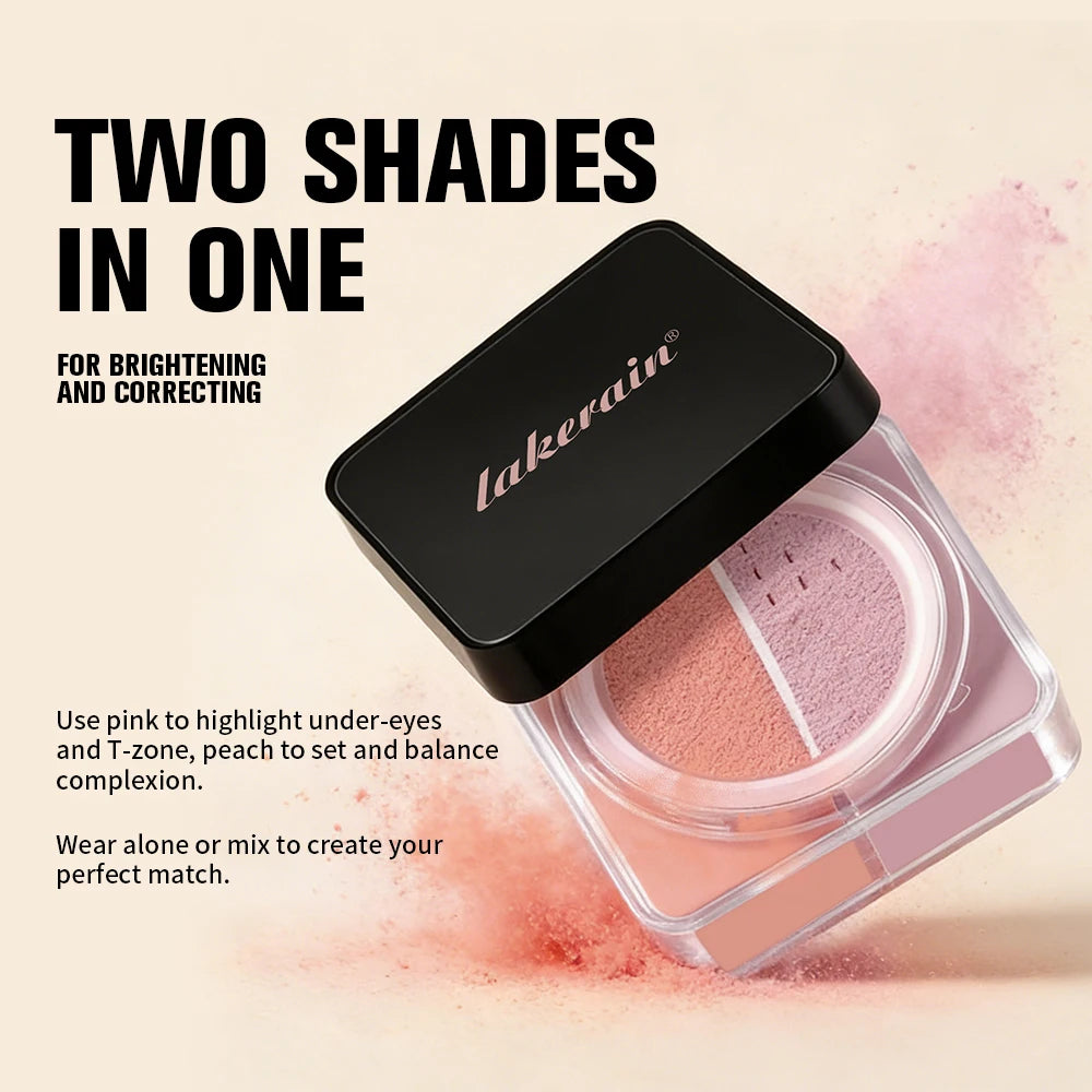 2 Colors Baking Loose Powder Brightening Color Correct Duo Long Lasting Oil Control Natural Blurring Pores Face Setting Makeup