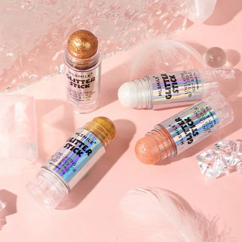 4 Colors 3D Highlighter Bar Shimmer Glitter Stick Long-Lasting Face Contour Bronzer Cream Body Makeup Brightening Cosmetic Stick - AliExpress 66