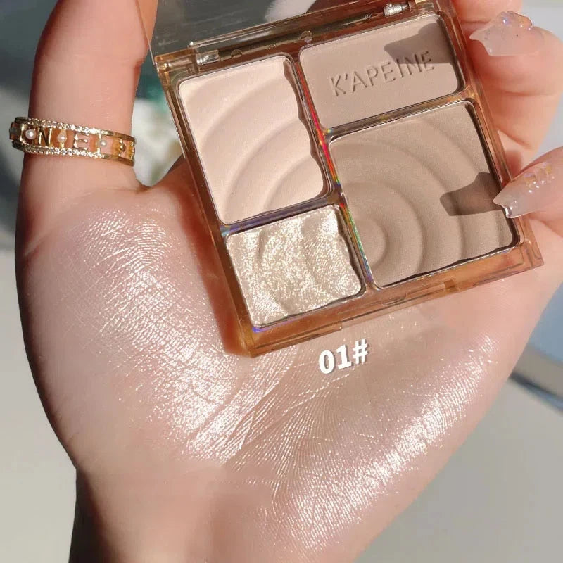 3D Facial Contouring Bronzer Brightening Matte Highlights Palettes 4-colors Eye Shadow Nose Powder Beige Whirlpool Makeup Plate - AliExpress 66