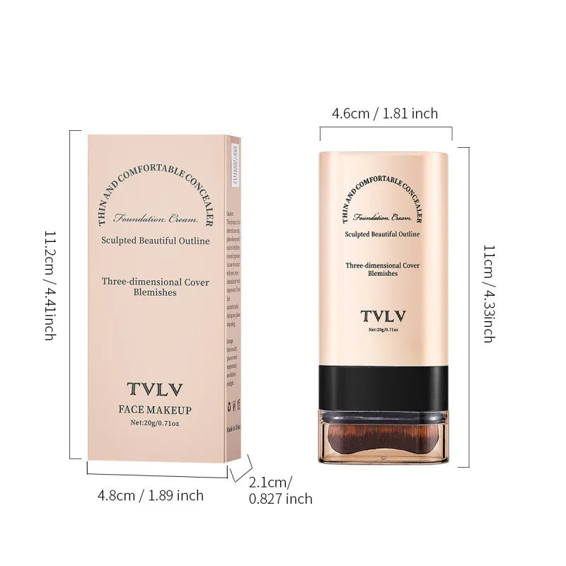 TVLV 20g Eraser Stick Foundation Concealer with Brush Brightening Long-Wear Waterproof for Women Girls Party Stage Makeup