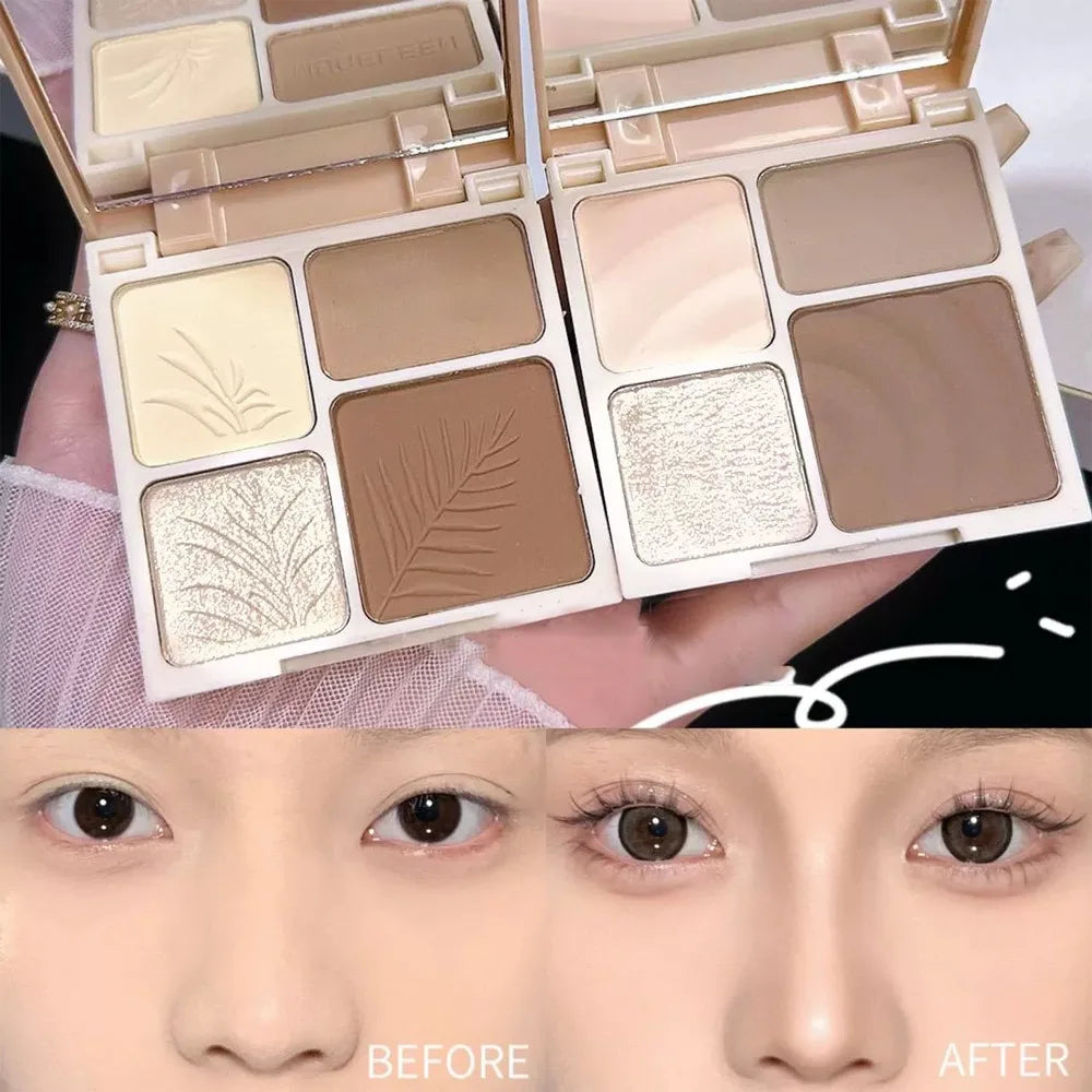 3D Facial Contouring Bronzer Brightening Matte Highlights Palettes 4-colors Eye Shadow Nose Powder Beige Whirlpool Makeup Plate - AliExpress 66