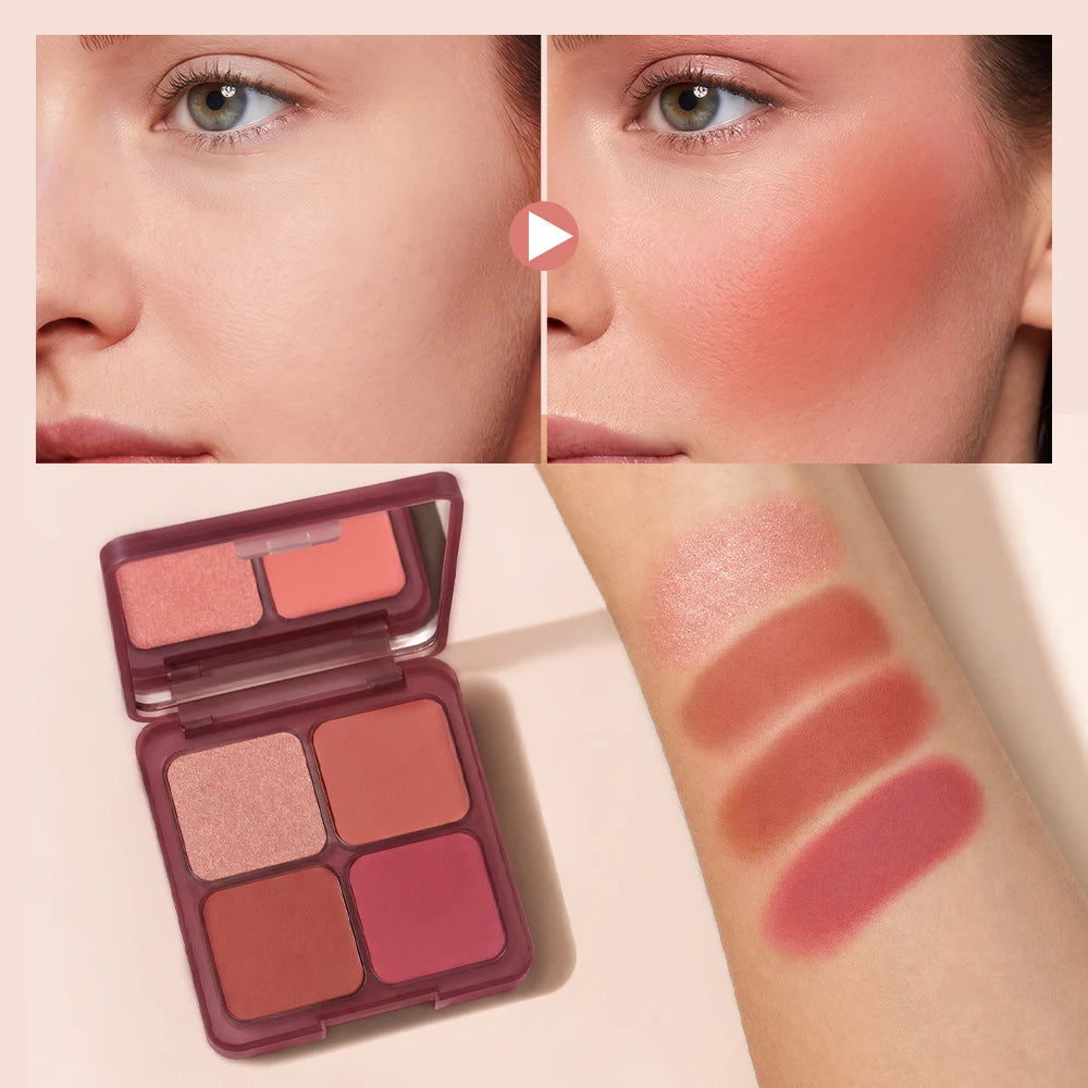 4?Color Blur Filter Blush Palette Matte Pigmented Powder Blush Makeup Palette Natural Flush Cheek Cosmetic With Blush Brush - AliExpress 66