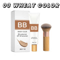 SPF 30 Tinted Moisturizer BB Cream with Hyaluronic Acid Hydrating Skin Tint Natural Glow Foundation & Eco Brush Face Makeup