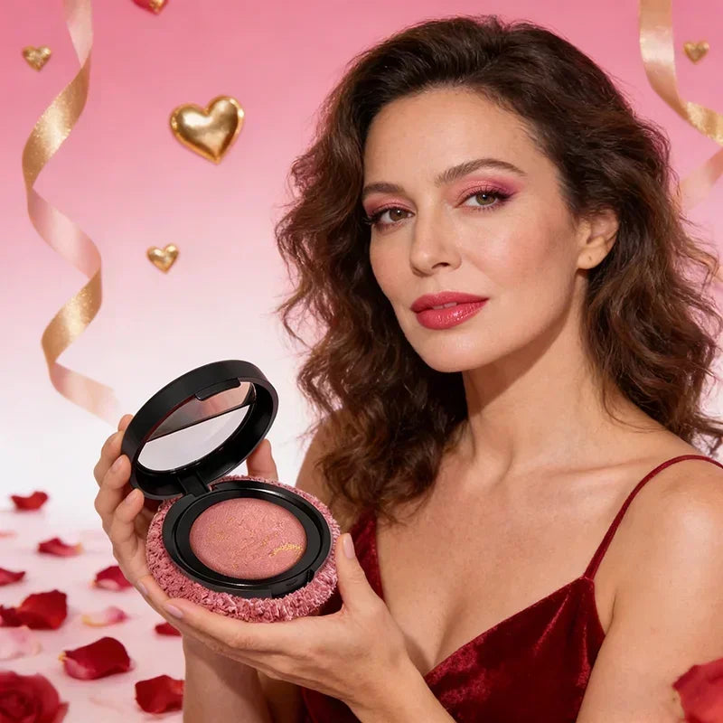 Korean Single Color Shimmer Pearl Blush Powder Natural Face Sculpting Valentine's Day Gift Set Makeup Baking Glow for Women - AliExpress 66
