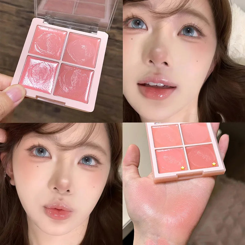 4 Color Cream Pink Peach Blush Palette Water Light Blusher Brightening Natural Lightweight Face Makeup Blush Rouge - AliExpress 66