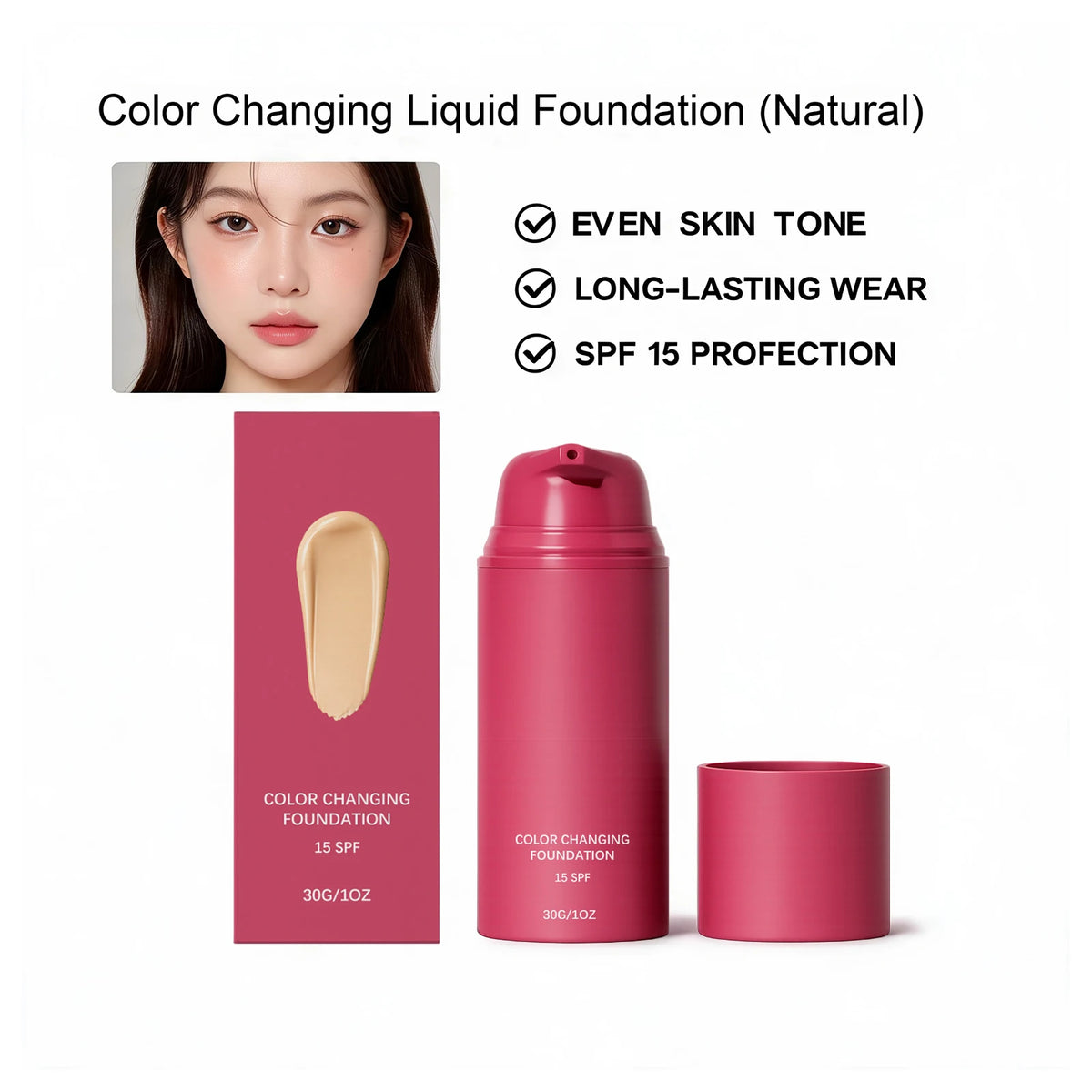 Color Changing Foundation Natural Color Spf15 Sun Protection Makeup Full Coverage Even Skin Tone Lightweight Moisturizing Makeup - AliExpress 66