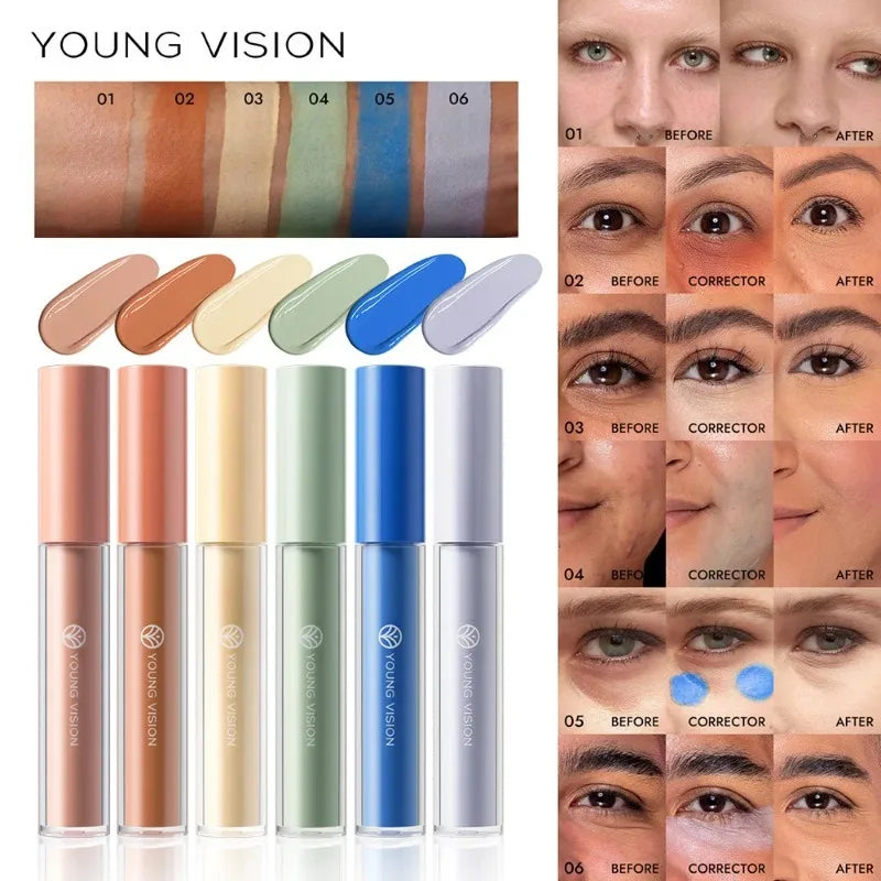 Orange Liquid Concealer Colorful Foundation Primer Base Facial Repair Dark Circles Corrector Skin Tone Purple Brighten Concealer