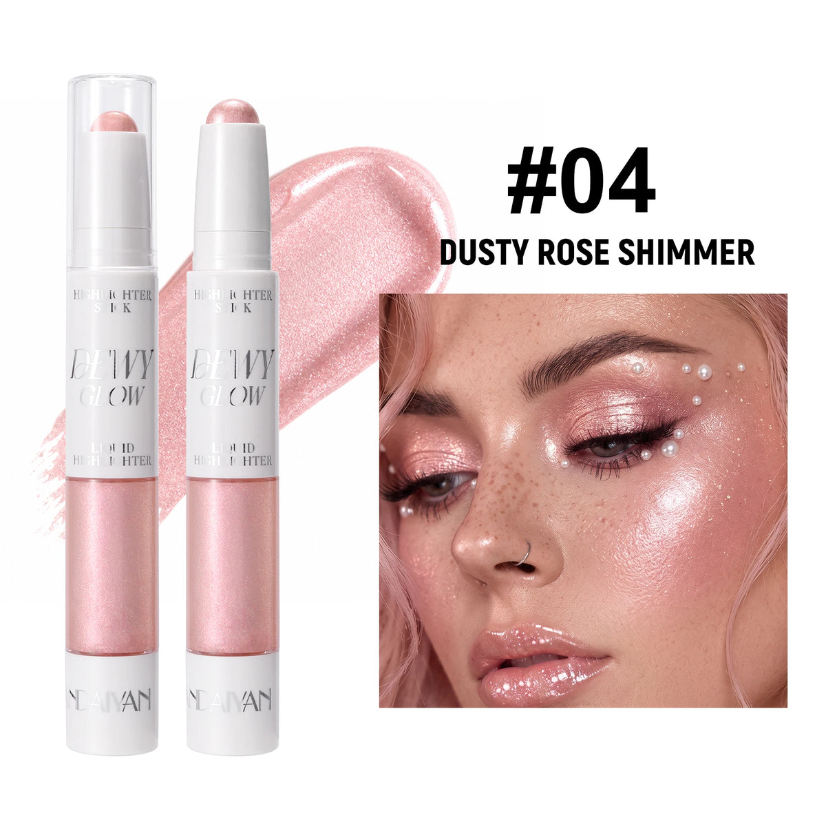 Dual-Ended Contour Highlighter Stick, Nose Shadow Face Sculpting Makeup, Waterproof Long Lasting Easy Blend