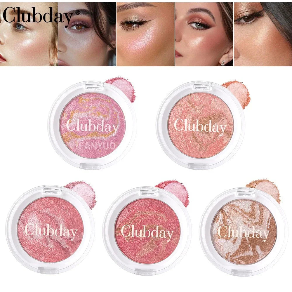 Pearly Blush Marble Pattern Face Baked Brighten Blush Highlight Long-lasting Natural Highgloss High Pigment Contour Face Makeup - AliExpress 66
