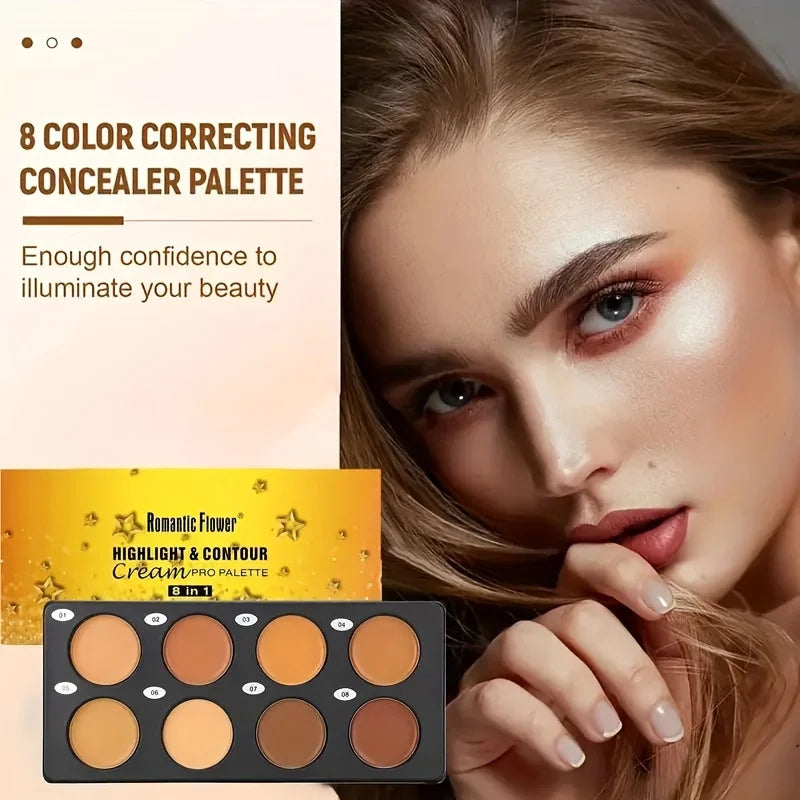 Professional 8-in-1 Makeup Palette, 8 Shades Contour Concealer, Dark Skin Tone, Waterproof Concealer, Bronzer Wheat, Face Palett - AliExpress 66