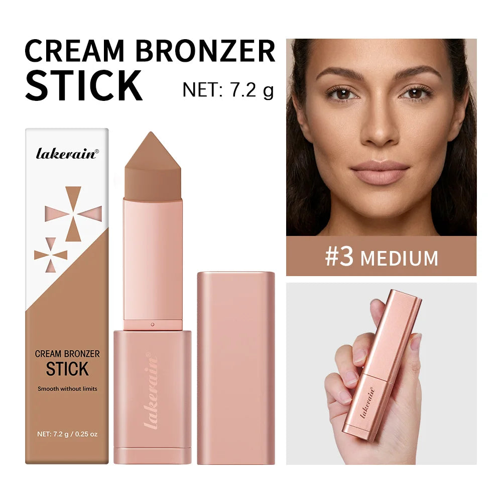 Cream Bronzing Stick Smooth Seamless Longwear Natural Glow Contour Shaping Makeup Blendable Buildable for All Skin Types