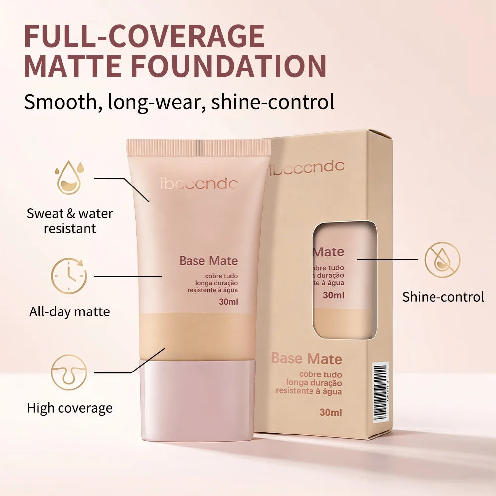 Matte Foundation Natural Coverage Smooth Skin-Friendly Deep Skin-Nourishing Long-Lasting & Waterproof Gentle Cares Foundation