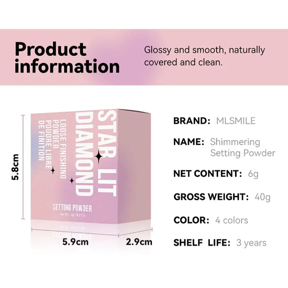Long Lasting Glitter Setting Powder Pearlescent Natural Finish Face Powder Oil Control Hide Pore Matte Powder Face Makeup