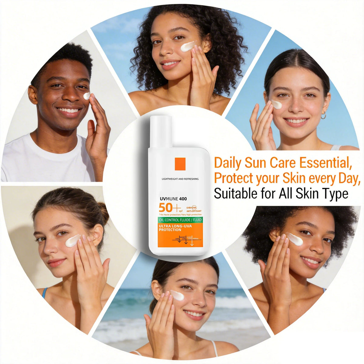 SPF50+ Sunscreen Lotion Lightweight Non-Greasy UV Protection Face Body Sunscreen Lasting Moisturizing Refreshing Sunburn Defense