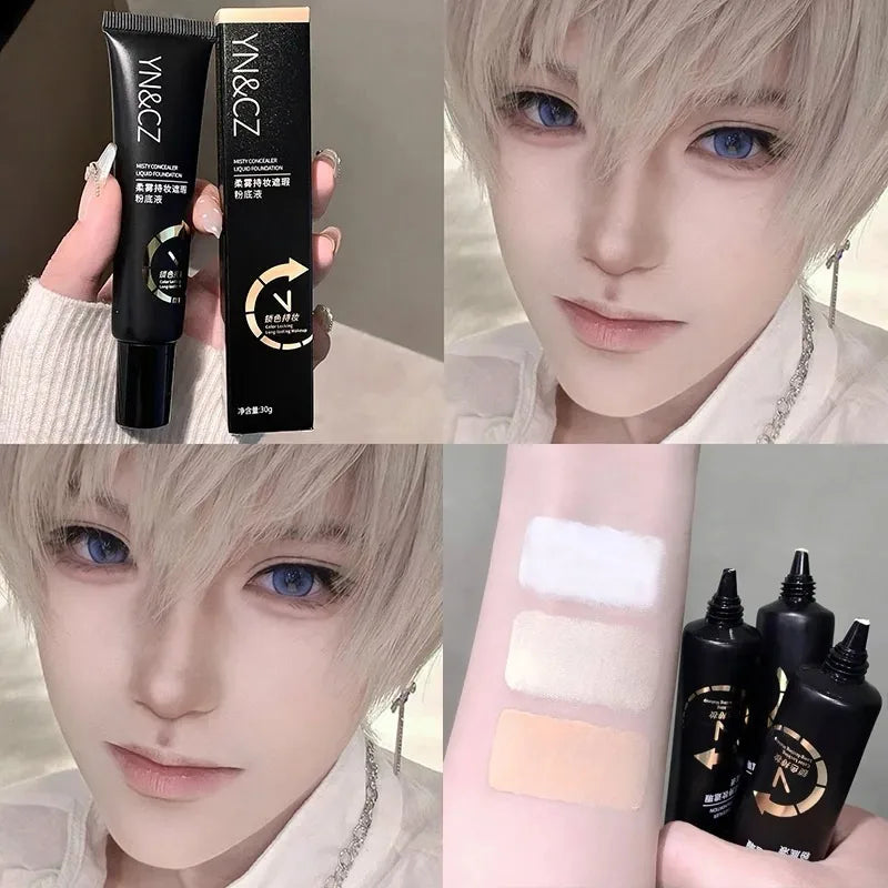 White Liquid Foundation for Halloween Goth Makeup Waterproof Full Coverage Primer High Concealer Cosplay Foundation Face Paint
