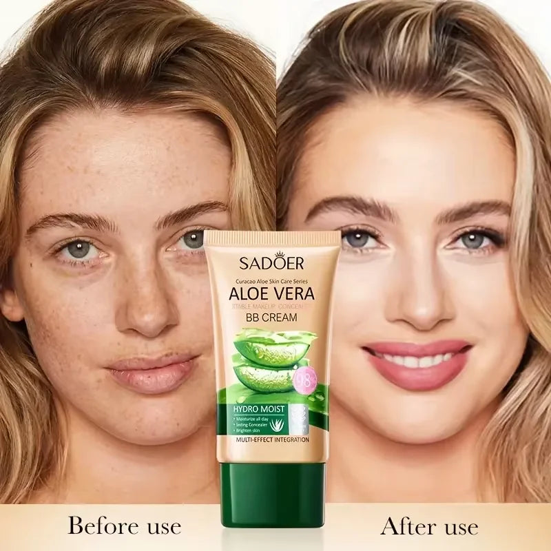 Aloe Vera BB Cream-Hydrating Moisturizes Full Coverage Foundation Makeup,Long-Lasting Coverage Concealer Cover Blemishes Make Up