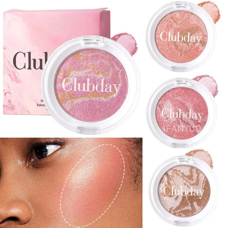 Pearly Blush Marble Pattern Face Baked Brighten Blush Highlight Long-lasting Natural Highgloss High Pigment Contour Face Makeup - AliExpress 66