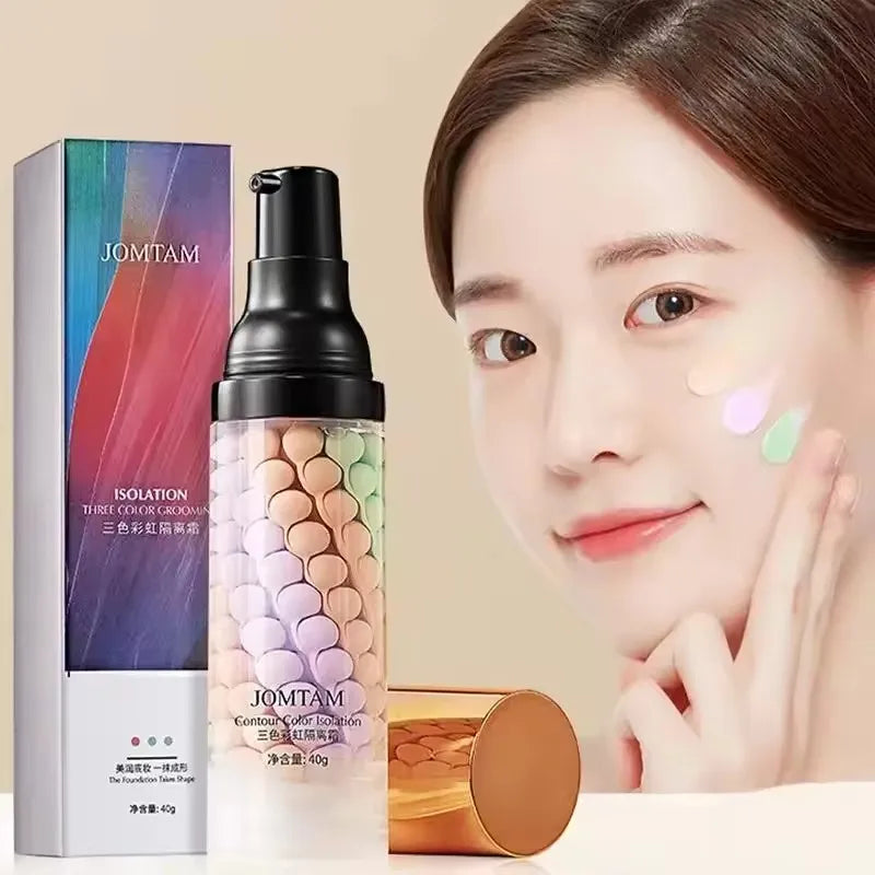 Face Makeup Primer Tri-color Cream Contour Color Isolation Waterproof Makeup Foundation Natural Makeup Base Cream 40g - AliExpress 66