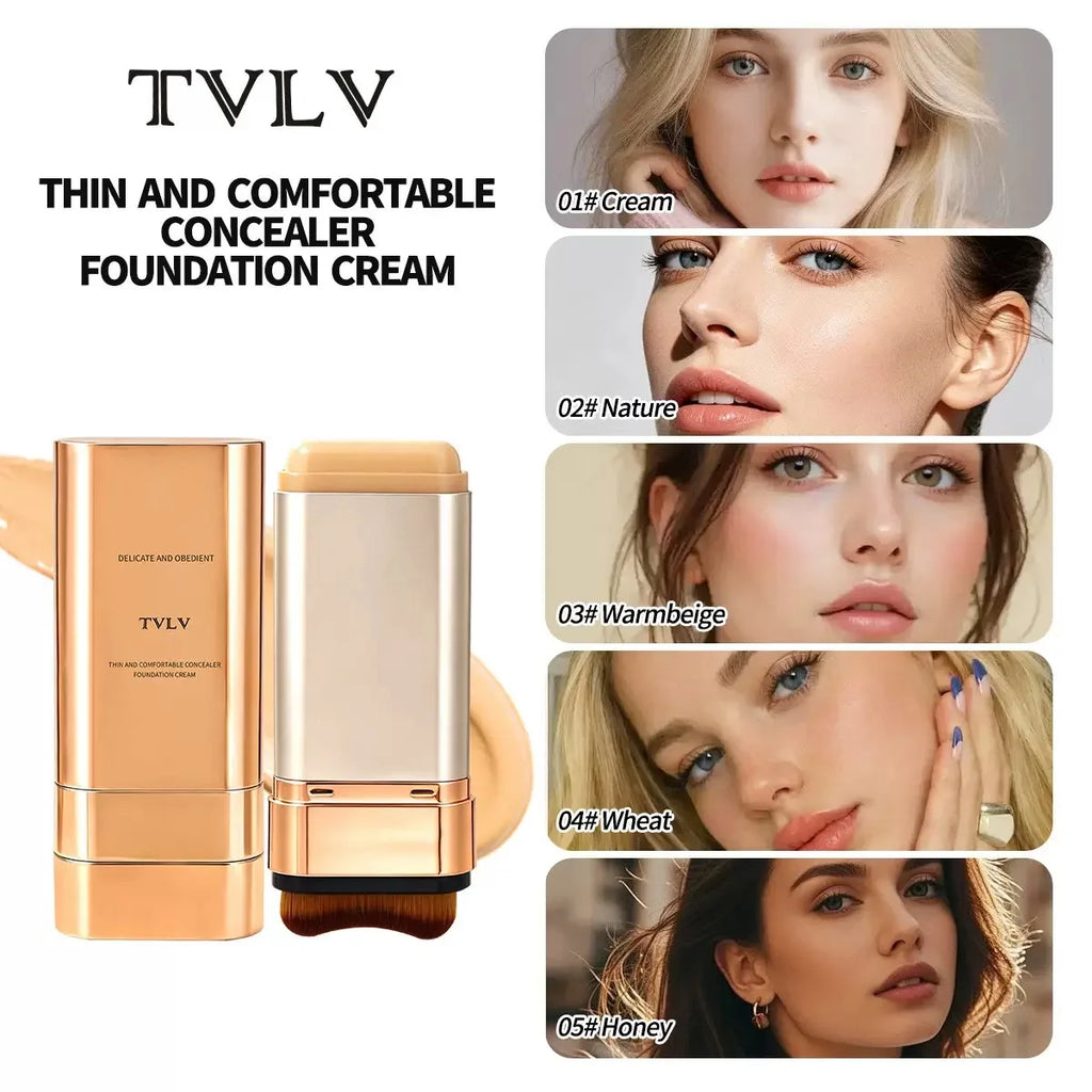 TVLV 2-in-1 Foundation Stick,Matte Lightweight Concealer Foundation Stick,Smooth & Easy To Blend,Creates Flawless Base Makeup