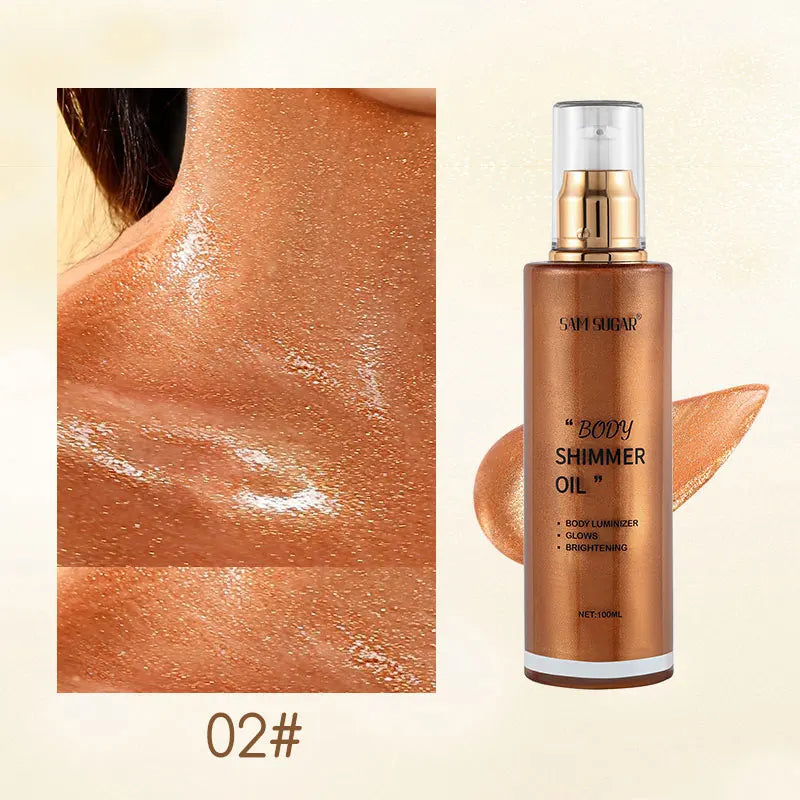 100ml Pearl Rose Gold Shimmer Oil Highlighter For Face Body Glow Bronzer Illuminator Liquid Makeup Shine Brightener - AliExpress 66