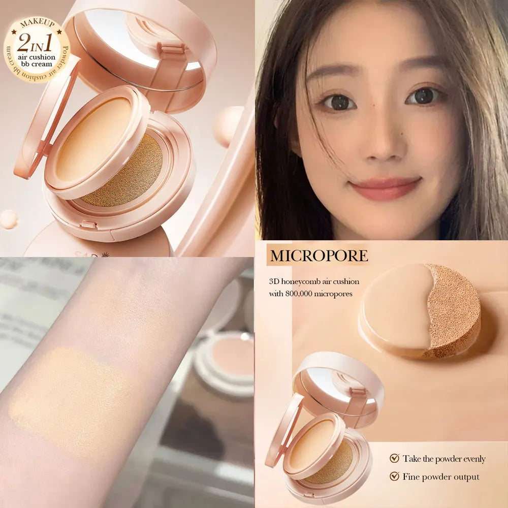 SADOER Powder Air Cushion Flawless BB Cream 2 in 1 Concealer Long-lasting - AliExpress 66