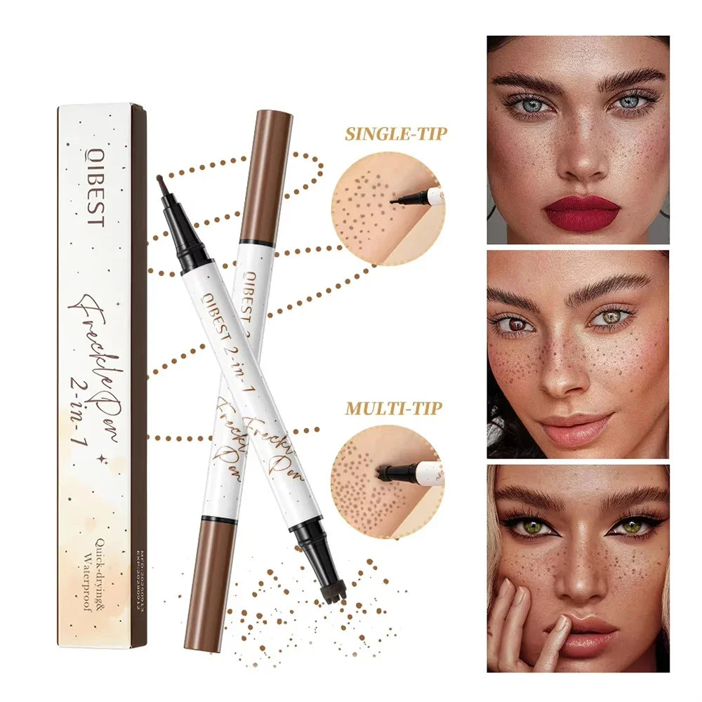 Double-end Freckles Stamp Pen Makeup 2-IN-1 Freckle Seal Waterproof Face Concealer Contour Natural Brown Freckle Cosmetic