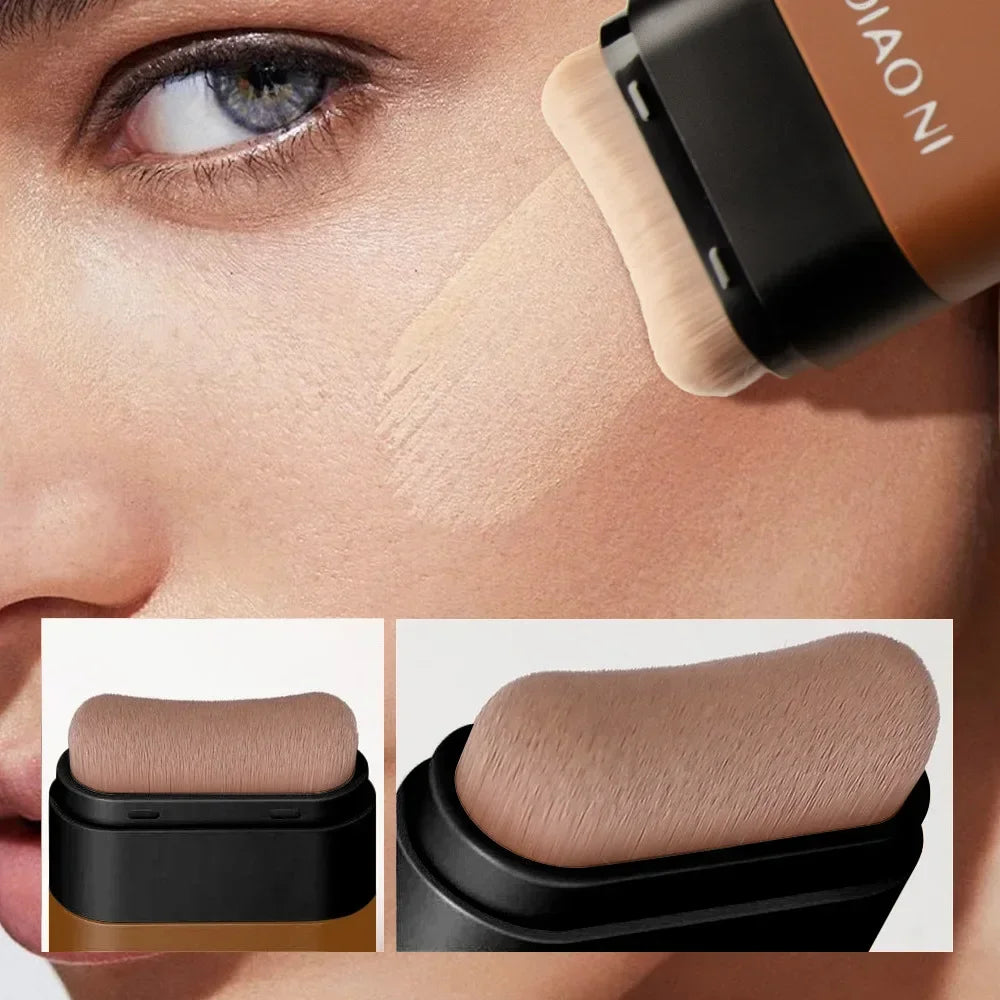 Long-Lasting Foundation Stick with Brush Concealer Brightening Skin Tone Makeup Replacement Beauty Blender for a Natural Look