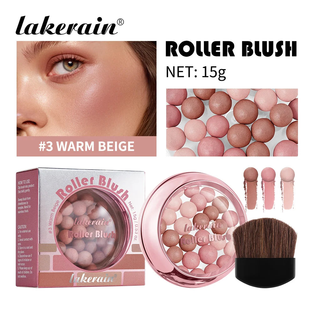 Lakerain Roller Blush Long-lasting Holding Natural Makeup Spherical Appearance Design Powdery Texture Pearlescent Effect Blush - AliExpress 66