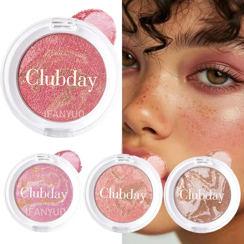 Pearly Blush Marble Pattern Face Baked Brighten Blush Highlight Long-lasting Natural Highgloss High Pigment Contour Face Makeup - AliExpress 66