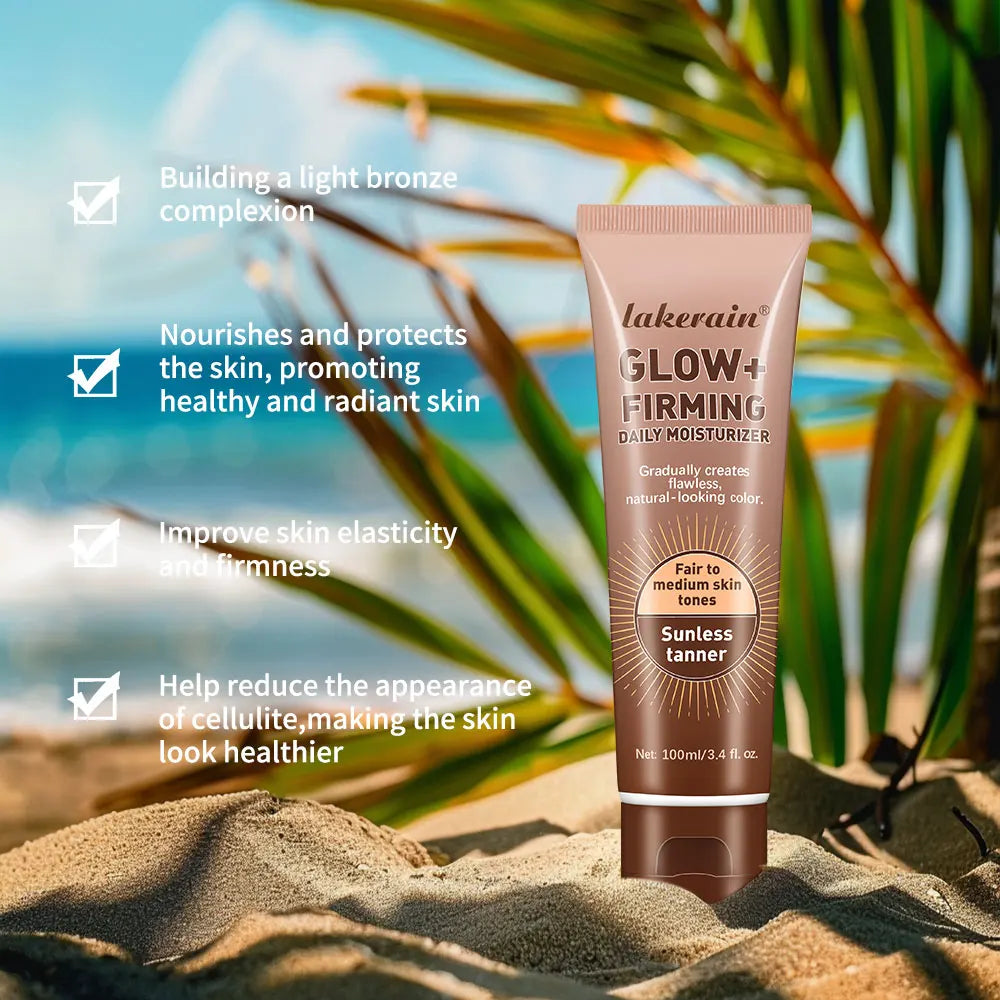 GLOW+FIRMING Daily Moisturizer Gradual Sunless Tanner Natural Light Bronze For Fair To Medium Skin Hydrate & Revitalize Dry Body