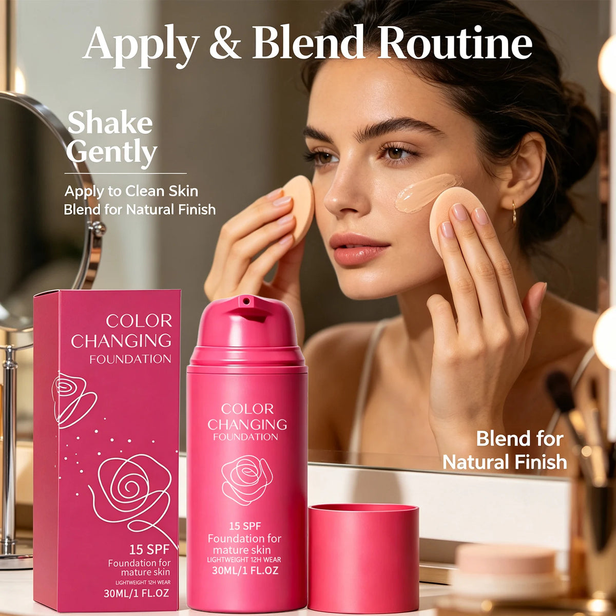Color Changing Foundation Spf15 Moisturize Even Skin Tone Improve Skin Texture Enhance Smoothness Coverage Concealer Makeup Base