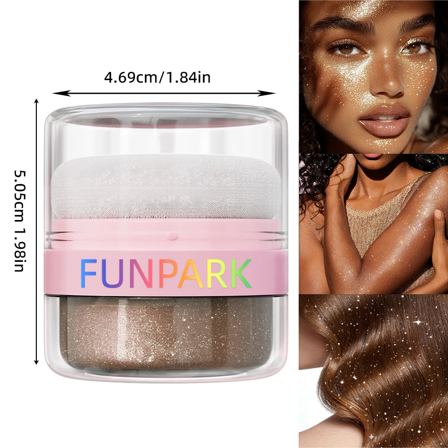 1PC Highlighter Powder Brightens the Face,with Puff of Highlight and Shadow on the Face or Body White Silver Korean Makeup Gits - AliExpress 66
