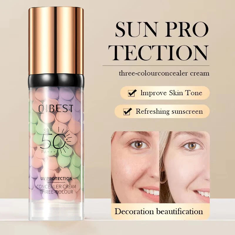 Face Makeup Primer Tri-color Cream Contour Color Isolation Waterproof Makeup Foundation Natural Makeup Base Cream 40g - AliExpress 66