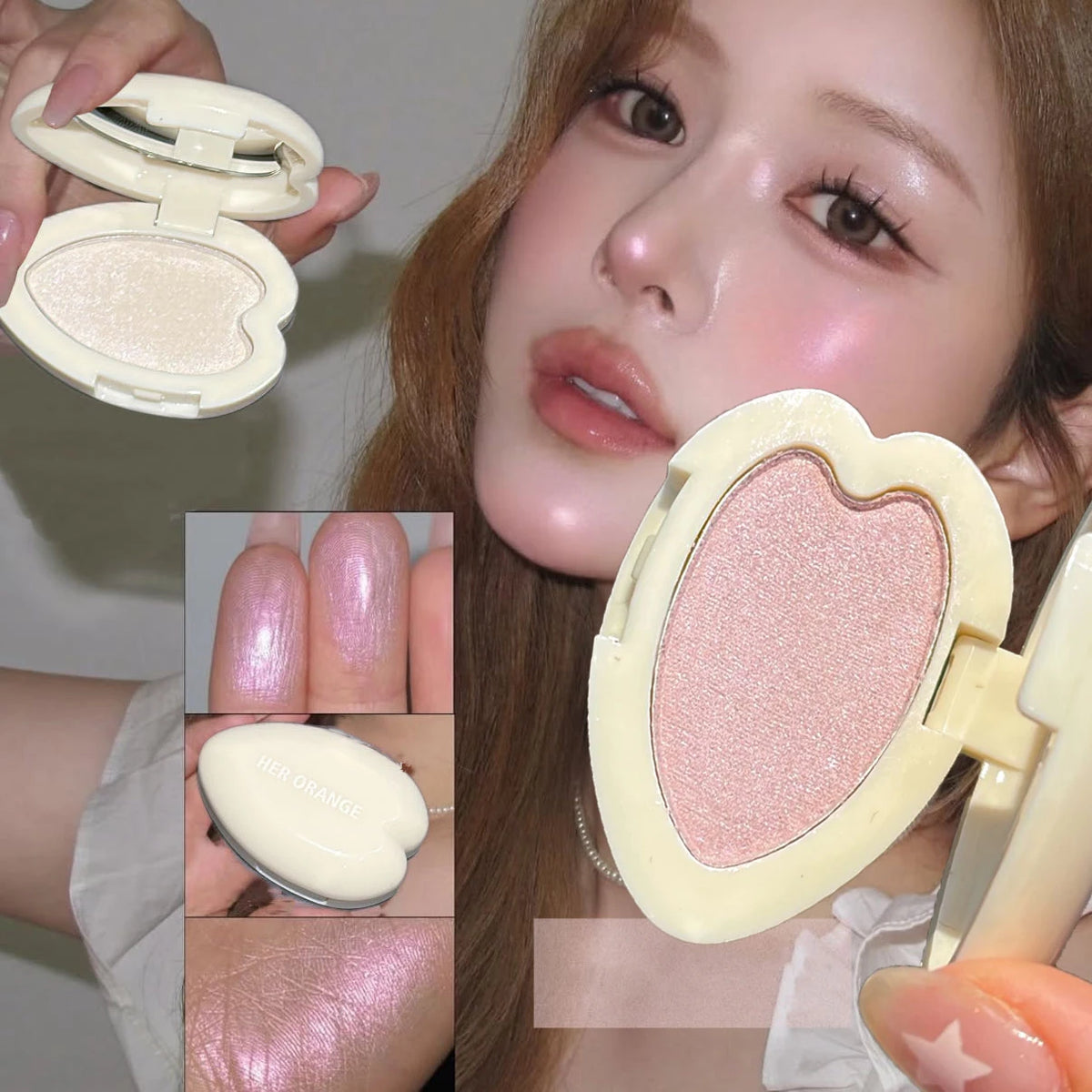 Pearlescent Shimmer Highlighter Eyeshadow Fine Glitter Multi Use Face & Eye Highlight Portable Single Pan High Gloss Makeup - AliExpress 66
